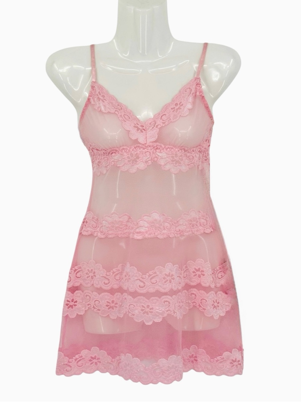 Sheer Lace Mini Dress Vintage Pink Coquette
